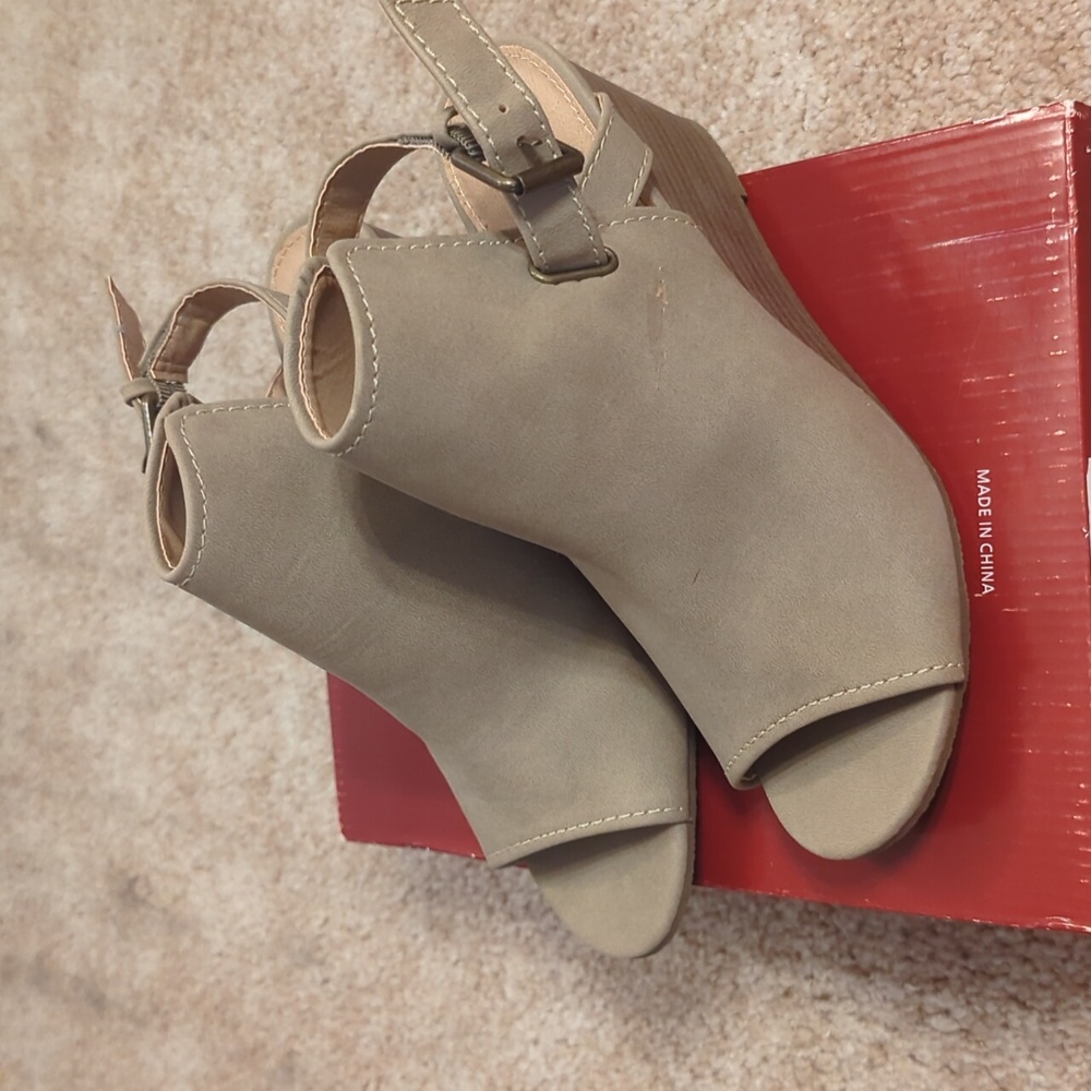 Esprit Taupe Peep-Toe Wedge Sandals